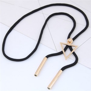 Triangle Pendant Black Long Rope Fashion Sweater Chain/ Necklace