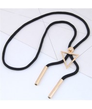 Triangle Pendant Black Long Rope Fashion Sweater Chain/ Necklace