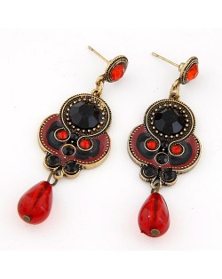 Vintage Style Red Water Drop Dangle Earrings