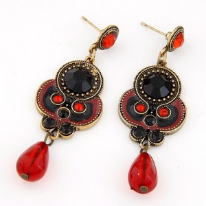 Vintage Style Red Water Drop Dangle Earrings