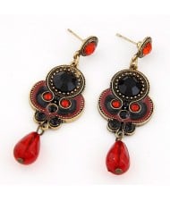 Vintage Style Red Water Drop Dangle Earrings