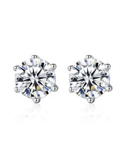 Eight Hearts and Arrows AAA Level Cubic Zirconia Inlaid 925 Sterling Silver Stud Earrings