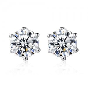 Eight Hearts and Arrows AAA Level Cubic Zirconia Inlaid 925 Sterling Silver Stud Earrings