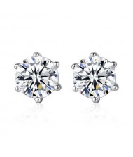 Eight Hearts and Arrows AAA Level Cubic Zirconia Inlaid 925 Sterling Silver Stud Earrings