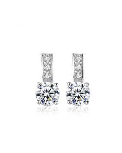 Eight Hearts and Arrows AAA Level Cubic Zirconia Inlaid Dangling Style 925 Sterling Silver Earrings