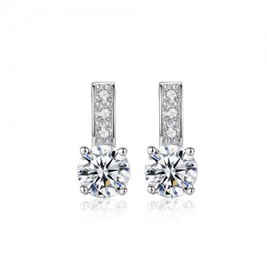 Eight Hearts and Arrows AAA Level Cubic Zirconia Inlaid Dangling Style 925 Sterling Silver Earrings