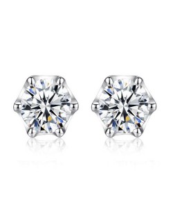 AAA Level Cubic Zirconia Inlaid Round Fashion 925 Sterling Silver Stud Earrings