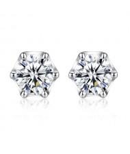 AAA Level Cubic Zirconia Inlaid Round Fashion 925 Sterling Silver Stud Earrings