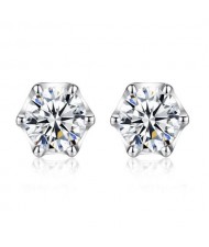 AAA Level Cubic Zirconia Inlaid Round Fashion 925 Sterling Silver Stud Earrings