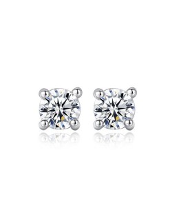AAA Level Cubic Zirconia Inlaid Flour Flaws Design 925 Sterling Silver Earrings