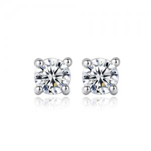 AAA Level Cubic Zirconia Inlaid Flour Flaws Design 925 Sterling Silver Earrings