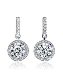 AAA Level Cubic Zirconia Dangling Pendant Design Lady Fashion 925 Sterling Silver Stud Earrings