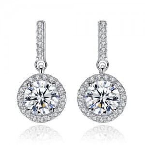 AAA Level Cubic Zirconia Dangling Pendant Design Lady Fashion 925 Sterling Silver Stud Earrings