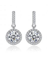 AAA Level Cubic Zirconia Dangling Pendant Design Lady Fashion 925 Sterling Silver Stud Earrings