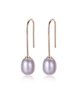 3 Colors Available Natural Pearl Pendant Graceful Design 925 Sterling Silver Stud Earrings