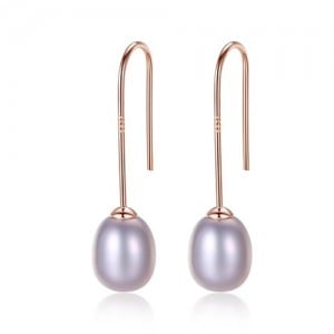 3 Colors Available Natural Pearl Pendant Graceful Design 925 Sterling Silver Stud Earrings