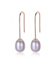 3 Colors Available Natural Pearl Pendant Graceful Design 925 Sterling Silver Stud Earrings