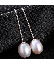 3 Colors Available Natural Pearl Pendant Graceful Design 925 Sterling Silver Stud Earrings