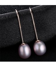 3 Colors Available Natural Pearl Pendant Graceful Design 925 Sterling Silver Stud Earrings