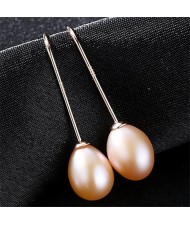 3 Colors Available Natural Pearl Pendant Graceful Design 925 Sterling Silver Stud Earrings