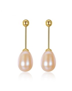 3 Colors Available Waterdrop Shape Natural Pearl Pendant Design Golden Plated 925 Sterling Silver Stud Earrings