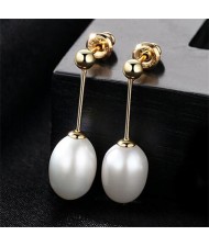 3 Colors Available Waterdrop Shape Natural Pearl Pendant Design Golden Plated 925 Sterling Silver Stud Earrings
