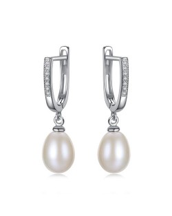 3 Colors Available Dangling Natural Pearl 925 Sterling Silver Ear Clips