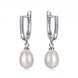 3 Colors Available Dangling Natural Pearl 925 Sterling Silver Ear Clips