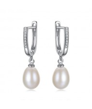 3 Colors Available Dangling Natural Pearl 925 Sterling Silver Ear Clips