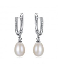 3 Colors Available Dangling Natural Pearl 925 Sterling Silver Ear Clips