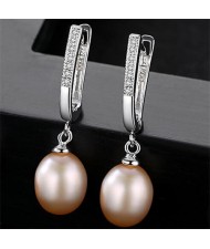3 Colors Available Dangling Natural Pearl 925 Sterling Silver Ear Clips