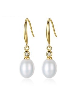 3 Colors Available Dangling Pearl 18k Gold Plating 925 Sterling Silver Ear Clips