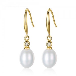 3 Colors Available Dangling Pearl 18k Gold Plating 925 Sterling Silver Ear Clips
