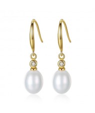 3 Colors Available Dangling Pearl 18k Gold Plating 925 Sterling Silver Ear Clips