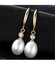 3 Colors Available Dangling Pearl 18k Gold Plating 925 Sterling Silver Ear Clips