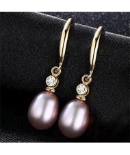 3 Colors Available Dangling Pearl 18k Gold Plating 925 Sterling Silver Ear Clips