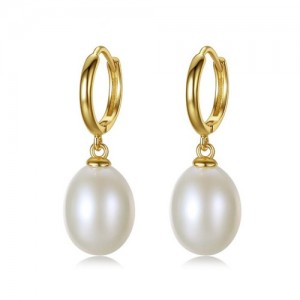 3 Colors Available 18k Gold Plated Natural Pearl 925 Sterling Silver Stud Earrings