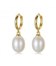 3 Colors Available 18k Gold Plated Natural Pearl 925 Sterling Silver Stud Earrings