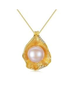 2 Colors Available Pearl in the Shell Design 925 Sterling Silver Necklace