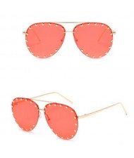 7 Colors Available Studs Decorated Frame Design Frog Eye Shape High Fashion Sunglasses