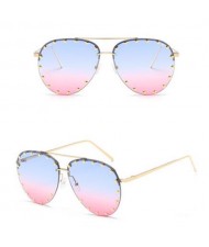 7 Colors Available Studs Decorated Frame Design Frog Eye Shape High Fashion Sunglasses