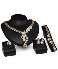 Angel Tears Design Hollow Wedding Fashion 4pcs Golden Fashion Jewelry Set