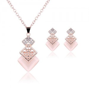 Squares Combo Design Fashion Necklace and Earrings Set