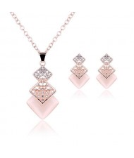 Squares Combo Design Fashion Necklace and Earrings Set