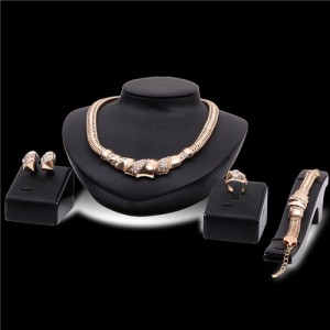 Petals Design 4pcs Golden Fashion Jewelry Set