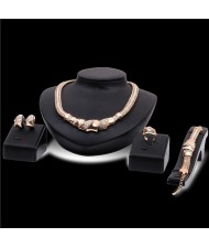 Petals Design 4pcs Golden Fashion Jewelry Set