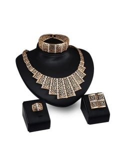 Hollow Vine Design Chunky Fashion 4pcs Golden Jewelry Set