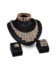 Hollow Vine Design Chunky Fashion 4pcs Golden Jewelry Set