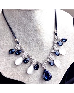 Costrast Color Glass Gems Waterdrop Design Short Rope Fashion Necklace