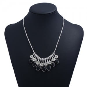 Graceful Hearts Gem and Rhinestone Fashion Costume Necklace